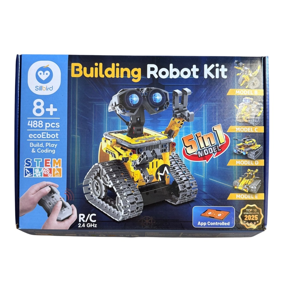 Sillbird Building Robot Kit 5-in-1 STEM App Remote Control 488pcs Yellow Black